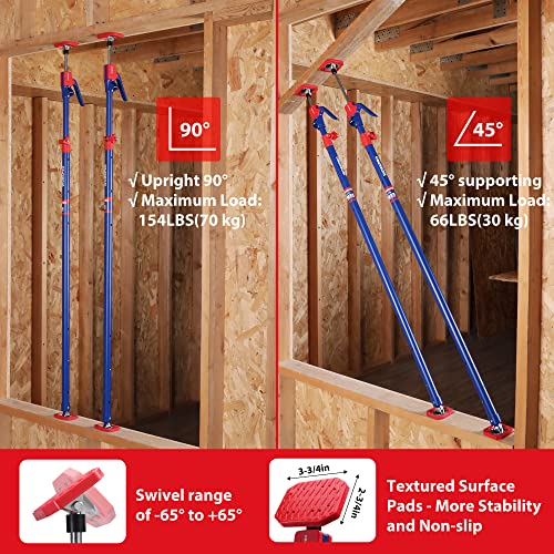 WORKPRO Cabinet Jack Support Pole, 54-114 Inches Steel Telescopic Quick Support Rod Adjustable 3rd Hand Support System wit...