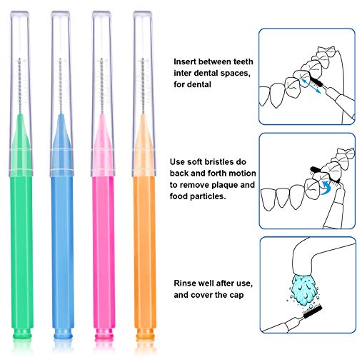 Patelai 100 Pieces Braces Brush for Cleaner Interdental Brush Toothpick Dental Tooth Flossing Head Oral Dental Hygiene Flo...