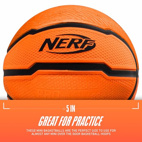 Nerf Mini Foam Basketballs - Indoor + Outdoor Foam Balls - 5" Inch Basketballs for Mini + Over The Door Hoops - 2 Balls In...