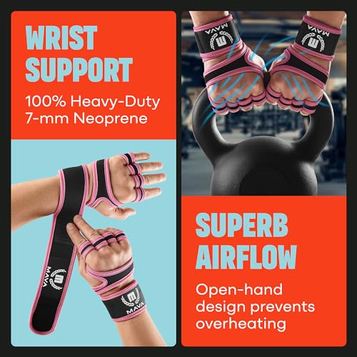 Mava Sports Weight Lifting Gloves with Wrist Support, Work Out Gloves, Gym Gloves - Great for Cross Training, Pull Ups, Ca...