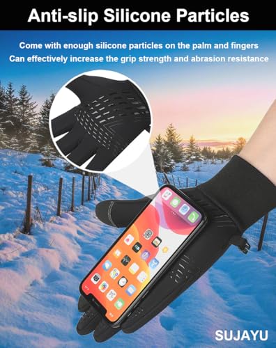 SUJAYU Winter Gloves Men Women, Cold Weather Touch Screen Gloves for Running Cycling Driving Men Women, Warm Gloves Waterp...