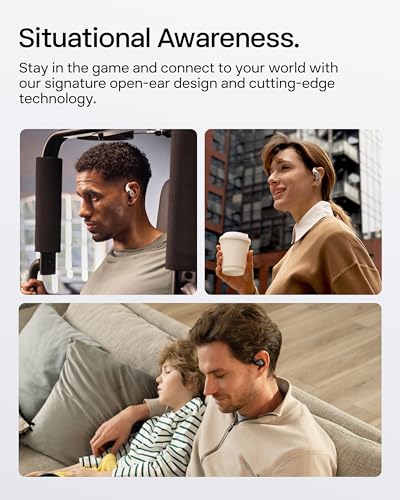 SHOKZ New OpenFit 2+ Open-Ear Headphones, Dolby Audio Enabled, Comfortable Earbuds with Soft Ear Hooks, 48H Playtime, IP55...