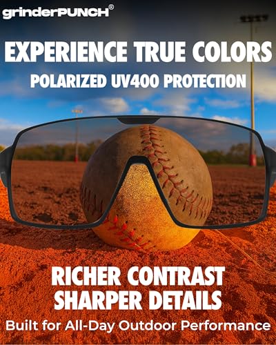 grinderPUNCH Polarized Sport Sunglasses for Men and Women, Lightweight Sun Glasses with UV Protection for Snow Hiking Cycl...