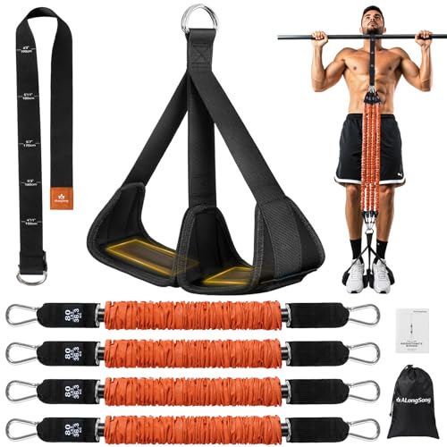 ALongSong Pull Up Assistance Bands with Foot Support Pedal - Upgraded Heavy Duty Resistance Bands Adjustable Weight/Height...