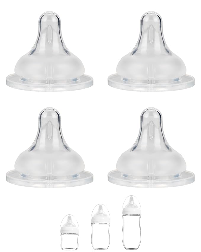 Silicone Nipple for Gulicola Natural Glass Bottle, Slow Flow Nipple Level 1, 1 m+, 4 Count