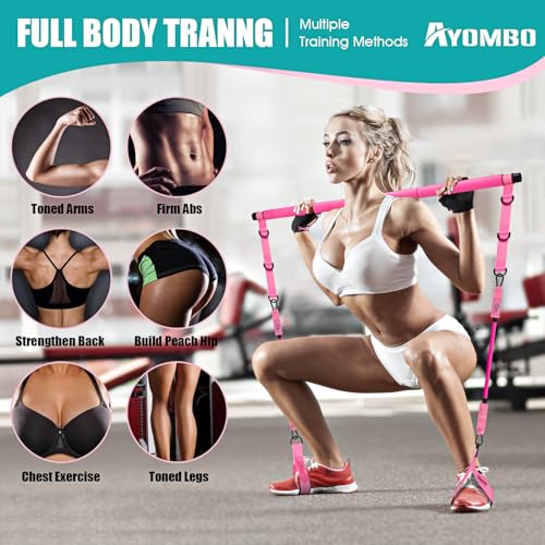 Ayombo Pilates Bar Kit with Resistance Bands, Pilates Workout Equipment for Legs, Hip, Waist, Arm, Squats Exercise Equipme...