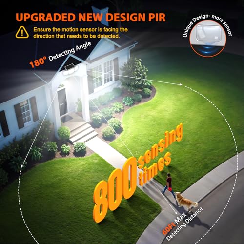 WdtPro Solar Lights Outdoor Motion Sensor, 3500LM Bright Solar Flood Lights Outdoor, Adjustable & Upgrade Glass Panel, Wir...