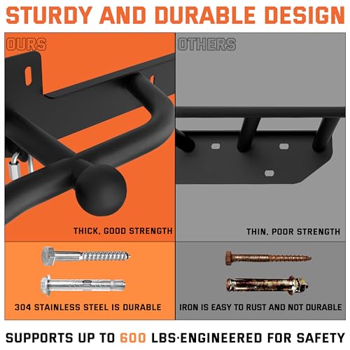 Wall Mounted Pull Up Bar - Heavy Duty Chin Up Bar, Pull-Up Bar for Garage, Joist, Wall Mount - Multifunctional Fitness Ba...