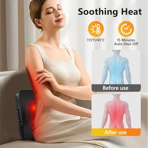 iKristin Back Massager,Back and Neck Massager with Heat,Shiatsu Deep Tissue Back Massager,Electric Massage Pillow for Shou...