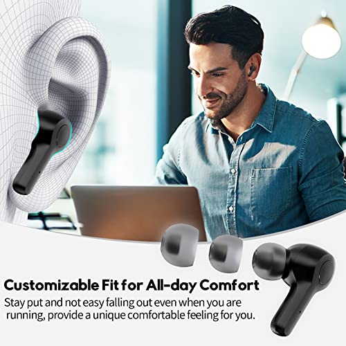 MOZOTER Bluetooth 5.3 Wireless Earbuds,Deep Bass Loud Sound Clear Call Noise Cancelling with 4 Microphones in-Ear Headphon...