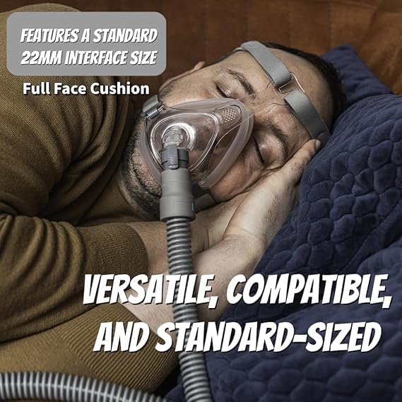 Full Face CPAP MASK, Includes Headgear, Cushion, Frame and Elbow/Swivel （M）