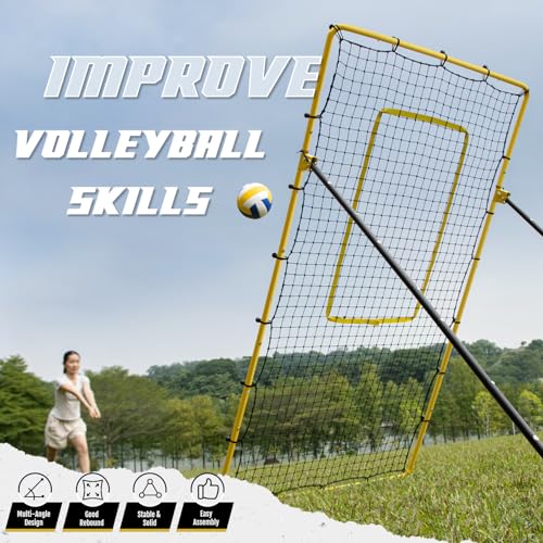 Newbyinn Volleyball Rebounder Net, Volleyball Training Equipment, Bounce Back Net for Volley Ball Practice with 5 Adjustab...