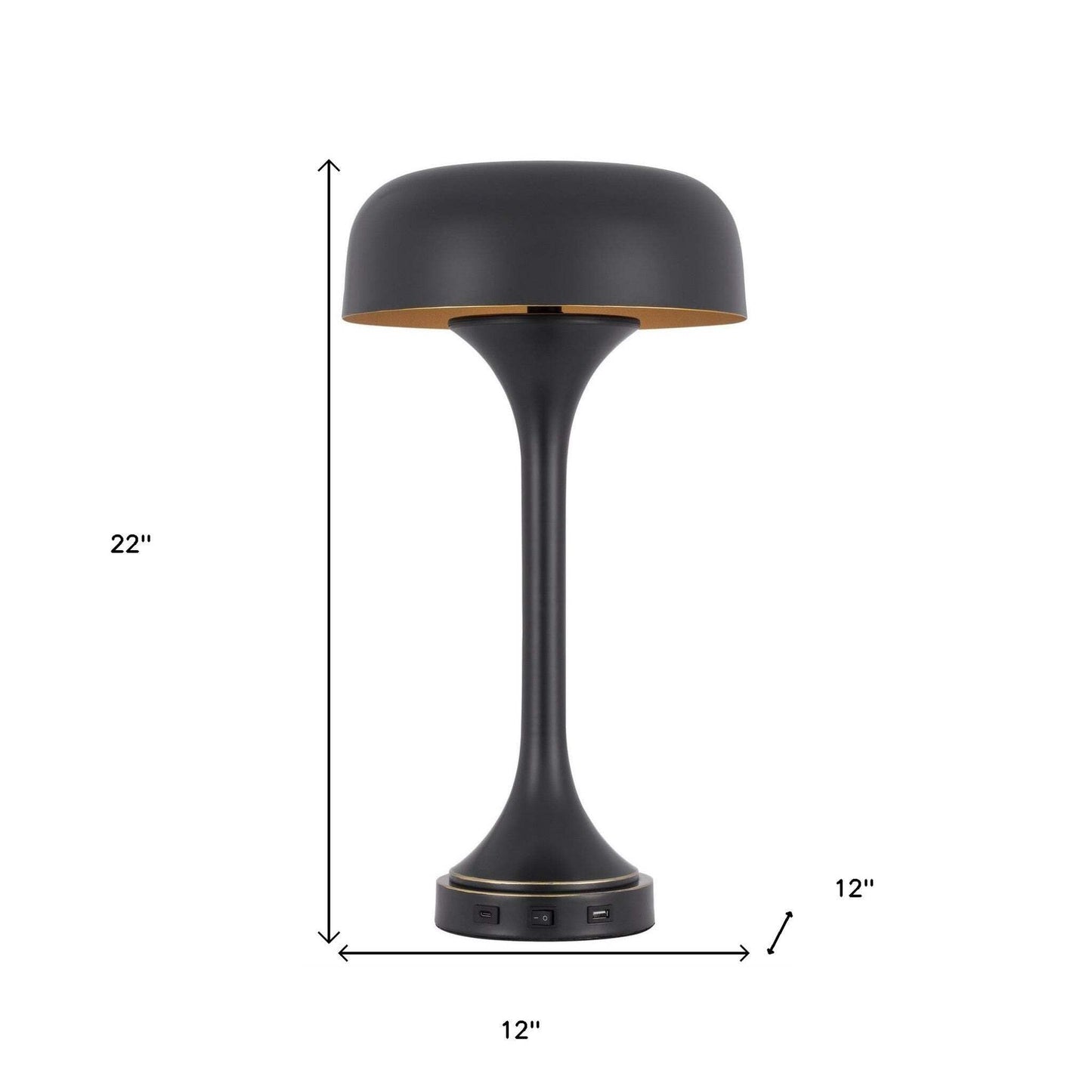 Homeroots Metal Two Light Usb Table Lamp, 22 In., Bronze Dome Shade, Model 524741