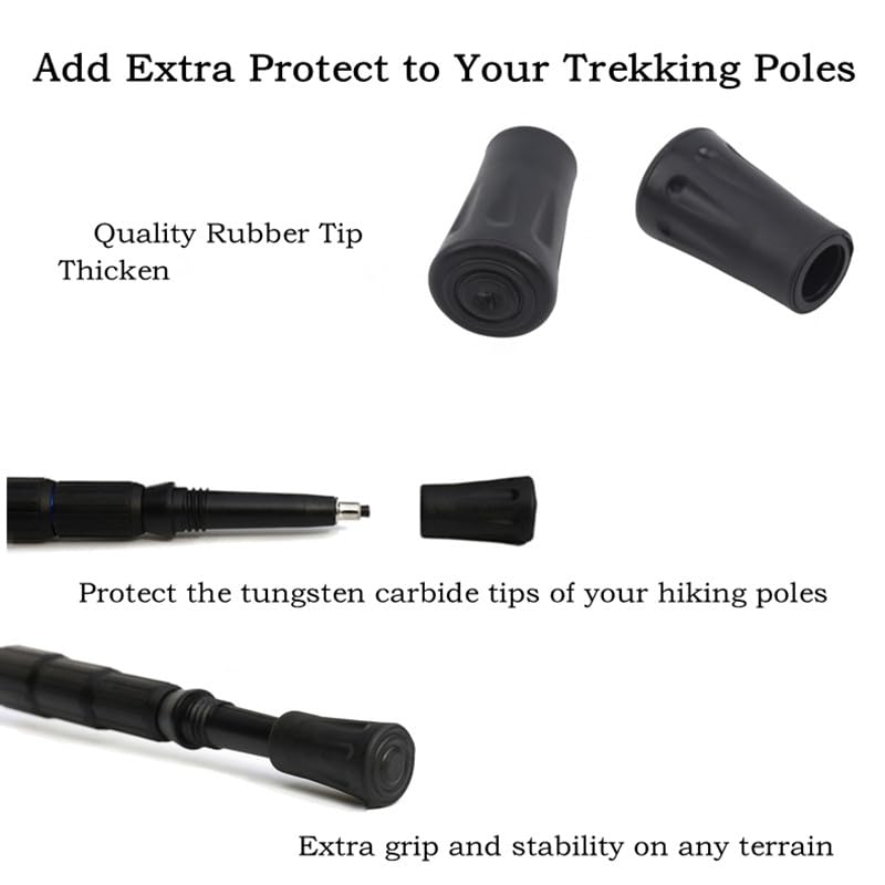 6pcs Walking Stick Tips, Replacement Rubber Tips for Walking Sticks, Trekking Pole Tips Baskets Hiking Pole Tips Feet Shoc...