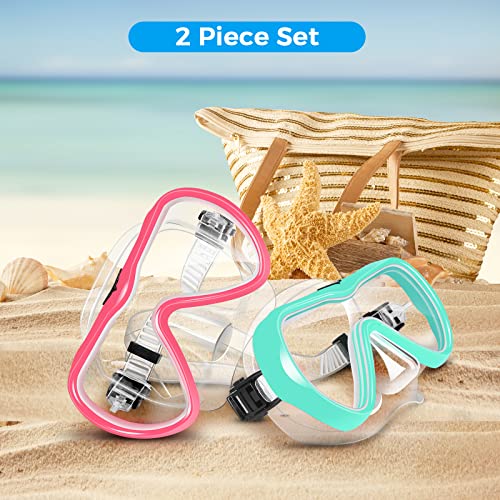 Supertrip Adult Swim Goggles, 2 Pack Snorkel Diving Mask with Nose Cover, Tempered Glass Scuba Swim Mask Snorkeling for Ad...