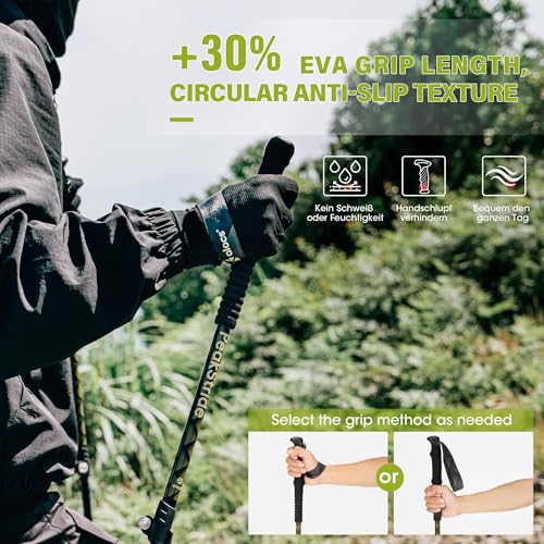 Alocs Lightweight Walking Stick - 7075 Aluminum Hiking Stick - Collapsible Trekking Hiking Pole with Flip Locks and EVA Gr...
