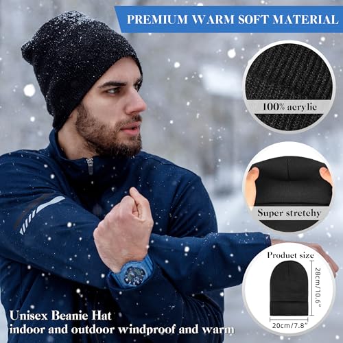 lucdnc Beanies for Men Women 2 Pack Fall Winter Men's Hats Unisex Warm Knit Skullies Beanies Soft Ski Caps