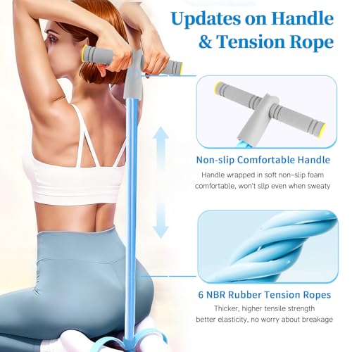 Pedal Resistance Bands with Handles, Durable 6-Tubes Multifunction Pedal Resistance Band, Natural Rubber Foot Pedal Resist...