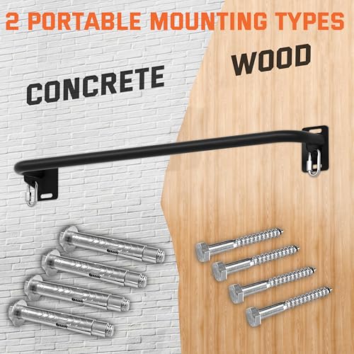 36" Heavy Duty Pull Up Bar Wall/Joist Mounted, 600 LB Capacity, Multi-Grip Bar for Garage & basement rafter Use - All-in-O...