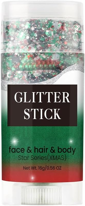 Christmas Body and Face Glitter Stick, Holographic Sparkling Neon Outfit Stage Performance New Year Celebration Events, Ho...