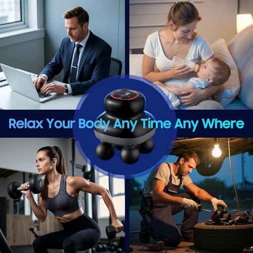 Massage Gun – Electric Body Massager with 4 Heads, Handheld Percussion Muscle Massager, Deep Tissue Back Massager for Musc...