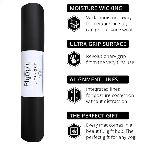 Plyopic. Ultra-Grip Pro Yoga Mat – EXTREME Non-Slip Performance - Dry Grip & Wet Grip - Alignment Lines - Comfortable & Sw...
