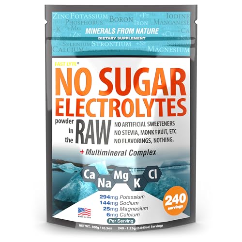 FAST LYTE No Sugar Electrolytes Powder in The Raw | Mix in Coffee, Soup, Juice, Water, Smoothies, Broth, Anything | No Swe...