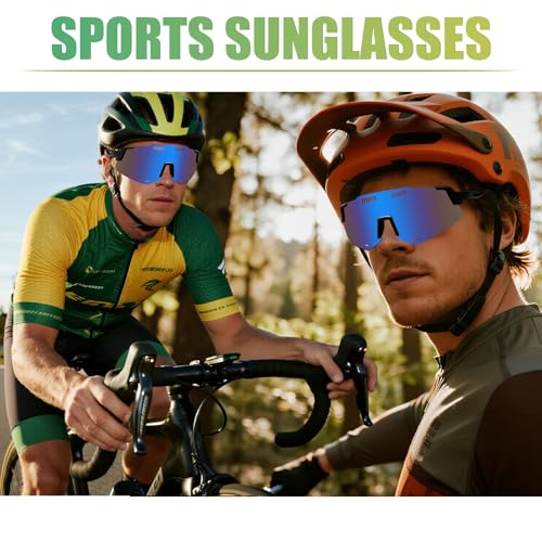 TURVSTPC Sport Running Sunglasses for Women Men, Professional Cycling Glasses Mens Sunglasses Wrap Around Uv400 Protection