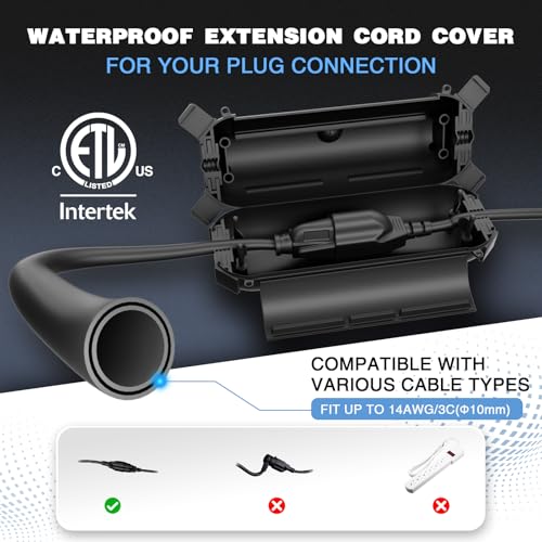 Flemoon [3 Pack] Outdoor Extension Cord Safety Cover with Waterproof Seal, Weatherproof Electrical Connection Box to Prote...