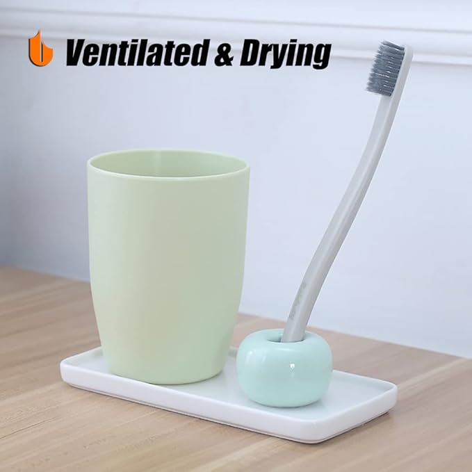 Urbanstrive Sleek Mini Ceramics Toothbrush Holder Stand for Bathroom Vanity Countertops (1-Pack White)