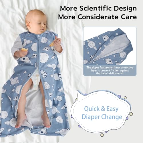 Wrrernsin Baby Sleep Sack 0-6 Months,100% Cotton TOG 0.5 Wearable Blanket for Newborn and Infant, 3 Pack 2-Way Zipper Ligh...