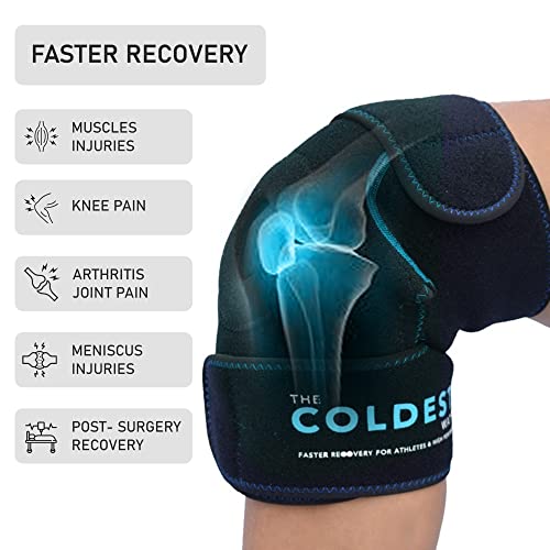 The Coldest Knee Ice Pack Wrap, Hot and Cold Therapy - Reusable Compression Best for Meniscus Tear, Injury Recovery, Bursi...