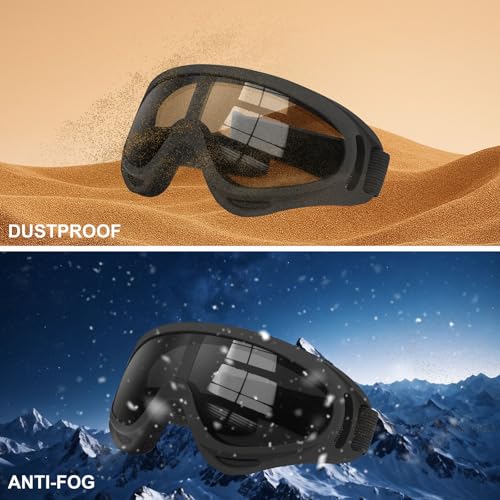 TURVSTPC 3 Pack Ski Goggles ATV Dustproof Dirt Bike Goggles UV Protection Foam Anti for Ski Racing Riding, Off Road Waterp...