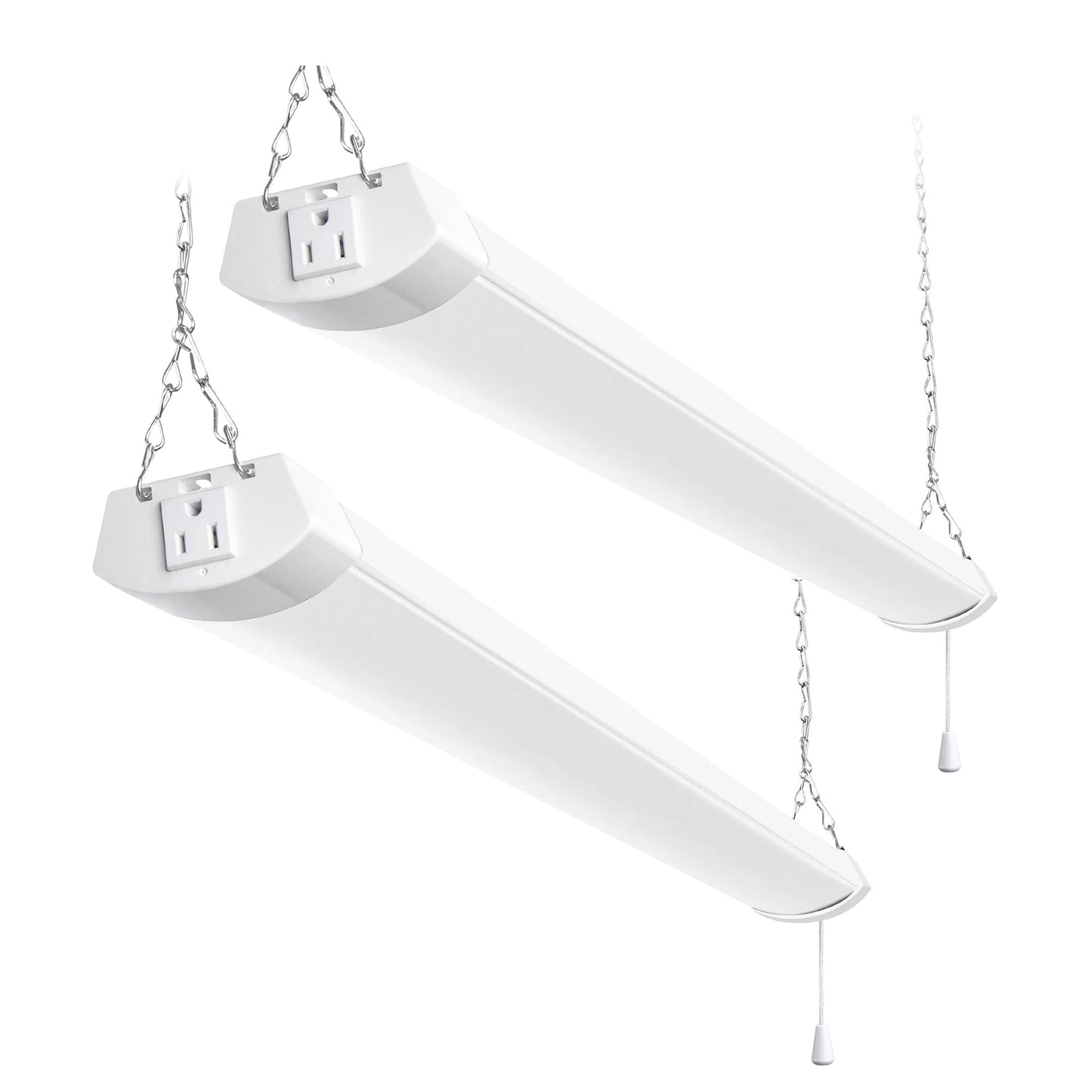 Hykolity 4Ft 70W Led Shop Light Linkable  8000Lm(300W Equivalent)  5000K Utility Shop Lights For Garages  Workshops  Basements  Hanging Or Flushmount  With Power Cord And Pull Chain  Etl White  2 Pack