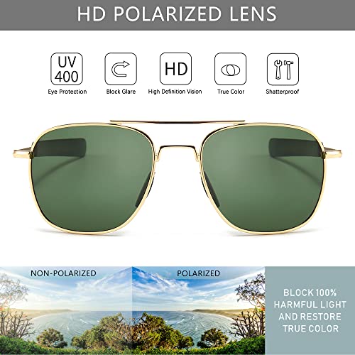 SUNGAIT Men's Military Style Polarized Pilot Aviator Sunglasses Bayonet Temples