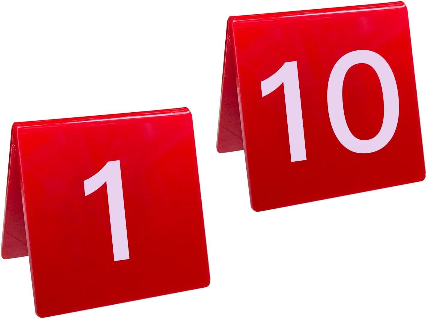Table Number 1-10 Tents Style Red Acrylic Table Numbers Cards Signs For Wedding Reception Restaurants Cafes