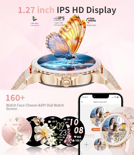 SUNKTA Smart Watch for Women (Answer/Make Call),1.27" Curved Display Smartwatch with Female Cycle/Sleep Monitor,5ATM Wate...