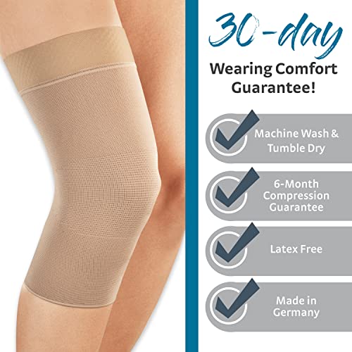 medi Seamless Knit Knee Support Compression Sleeve w/Band Beige LG