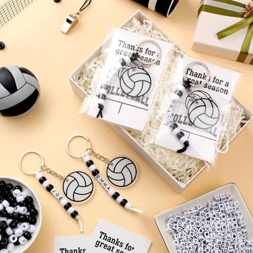 Suncalla 984 Pcs 24 Set Volleyball Keychain Making Kit DIY Volleyball Bag Tag Sport Key Chain Crafts Adjustable Letter Bea...