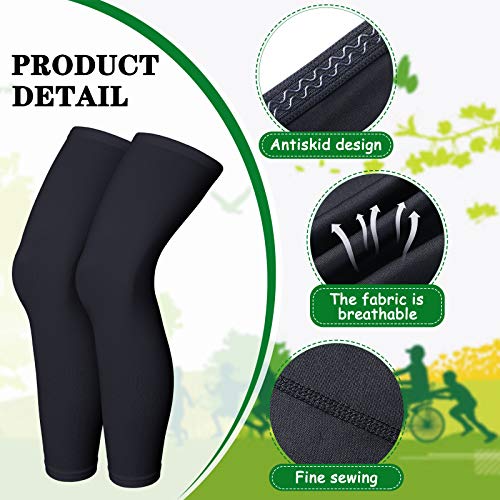 Geyoga 2 Pairs Compression Full Length Leg Sleeve Arm Sleeve for Men Women, Football (Black, White, Small)