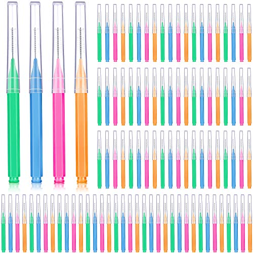 Patelai 100 Pieces Braces Brush for Cleaner Interdental Brush Toothpick Dental Tooth Flossing Head Oral Dental Hygiene Flo...