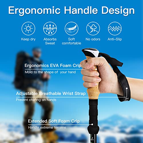 Night Cat Trekking Poles Hiking - Walking Sticks 2 Packs Aluminum 7075 Lightweight Foldable Collapsible Adjustable Extenda...