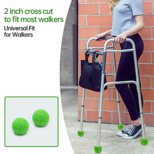 Magicorange 4 PCS Precut Walker Tennis Balls for Furniture Legs and Floor Protection, Heavy Duty Long Lasting Felt Pad Gli...