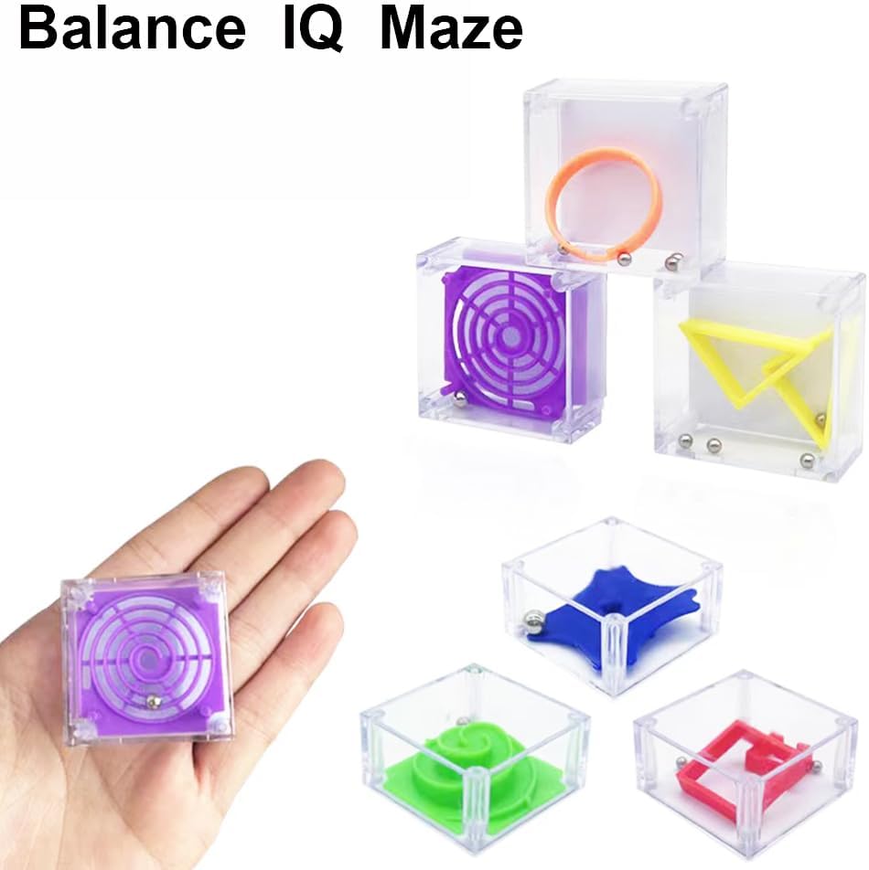 24 Pcs Balance IQ Maze Game，Mini Maze Cube Puzzle Box 3D Brain Maze Toy Puzzles Party Favor Games, Ideal Prizes Gifts for Kids and Adults