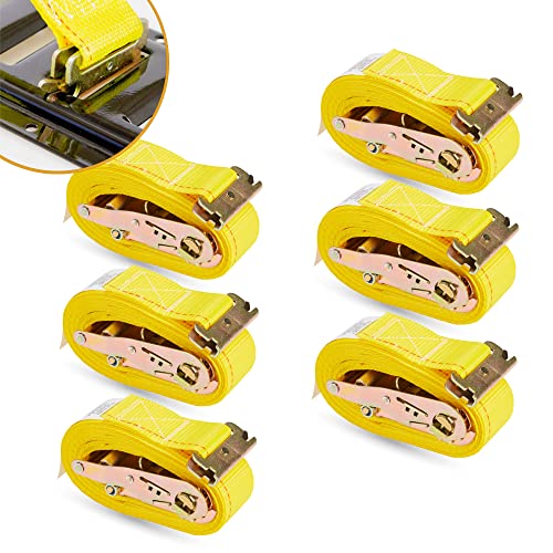 6 Pack E-Track Ratchet Straps 2" x 16' x 4,400 lbs Strength for Cargo Tie Down in Enclosed Trailer & Van by KODIAK STRAPS