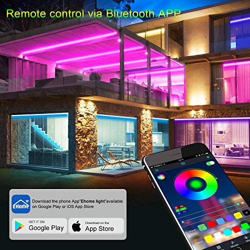 Micomlan 50ft/15M Led Strip Lights, Music Sync Color Changing RGB LED Strip Lights Built-in Mic, Bluetooth app Controlled ...
