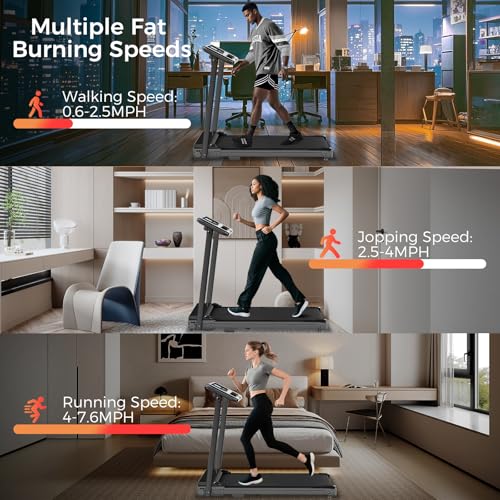 Portable Treadmill with Handle, 3.0HP Walking Pad Treadmill, Electric Compact Treadmills,Treadmills for Home Small Space w...