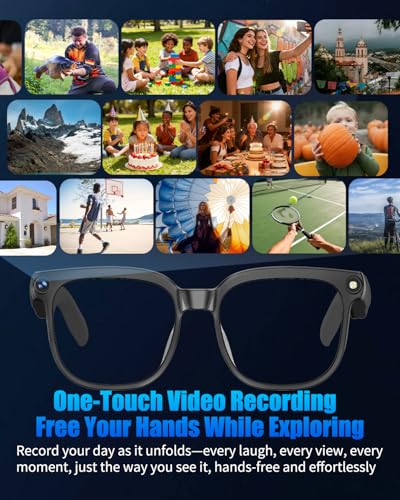 800W Ai Smart Glasses with Camera 1080P HD Video Recording, AI Translator for 160 Languages, GPT Object Recognition, Bluet...