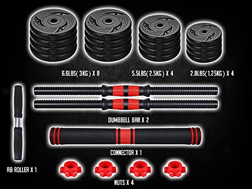 2021 High Performance Parts Adjustable Weight Dumbbell Barbell Kit with Ab Roller 88LB / 110LB Home Workout Equipment (88)...
