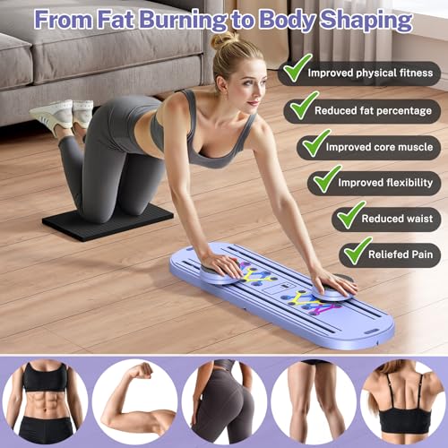 MOVOCA Pilates Board,Foldable Pilates Reformer Equipment with Timer, Multi-Purpose Portable Pilates Reformer Machine Home ...
